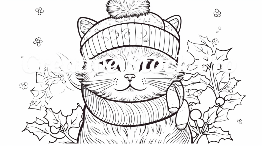 Free Detailed Cat Designs for Adult Coloring