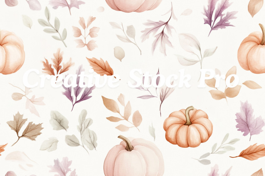 Watercolor seamless pattern. Autumn vibes. Floral seamless pattern for textiles, backgrounds, web design, crafts paper