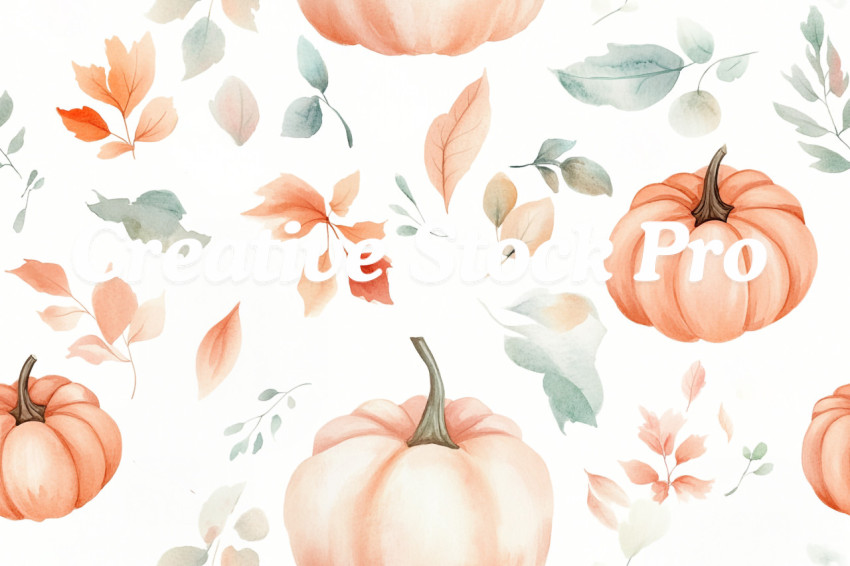 Watercolor seamless pattern. Autumn vibes. Floral seamless pattern for textiles, backgrounds, web design, crafts paper