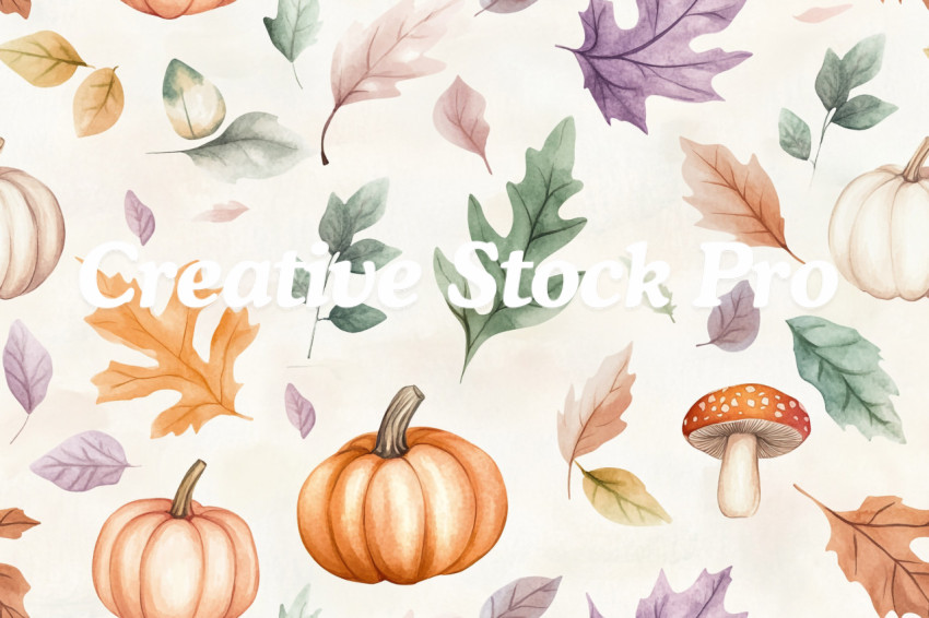 Watercolor seamless pattern. Autumn vibes. Floral seamless pattern for textiles, backgrounds, web design, crafts paper