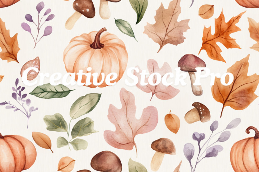 Watercolor seamless pattern. Autumn vibes. Floral seamless pattern for textiles, backgrounds, web design, crafts paper