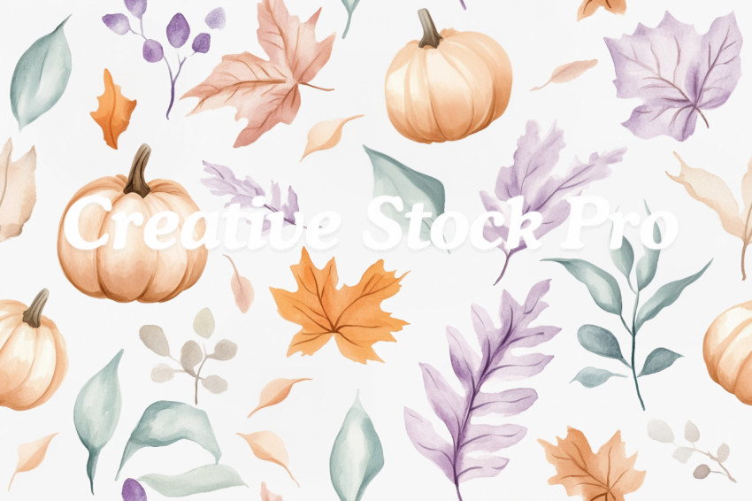 Watercolor seamless pattern. Autumn vibes. Floral seamless pattern for textiles, backgrounds, web design, crafts paper