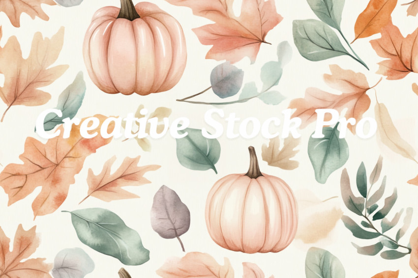 Watercolor seamless pattern. Autumn vibes. Floral seamless pattern for textiles, backgrounds, web design, crafts paper