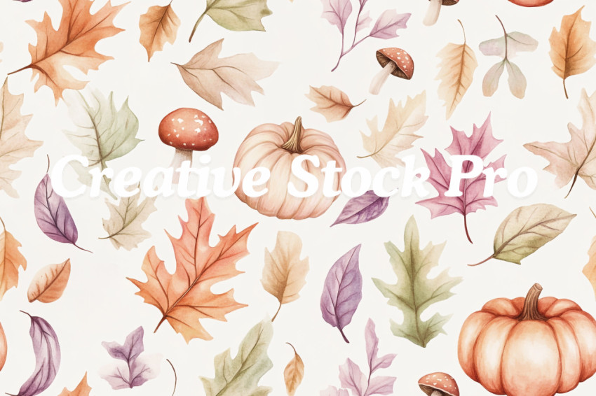 Watercolor seamless pattern. Autumn vibes. Floral seamless pattern for textiles, backgrounds, web design, crafts paper