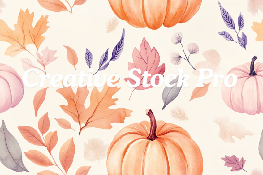 Watercolor seamless pattern. Autumn vibes. Floral seamless pattern for textiles, backgrounds, web design, crafts paper