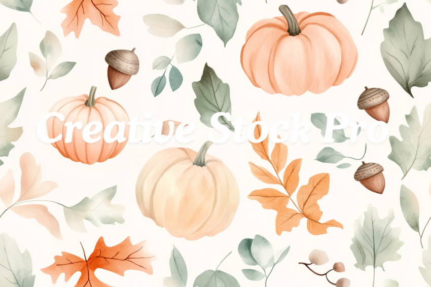 Watercolor seamless pattern. Autumn vibes. Floral seamless pattern for textiles, backgrounds, web design, crafts paper