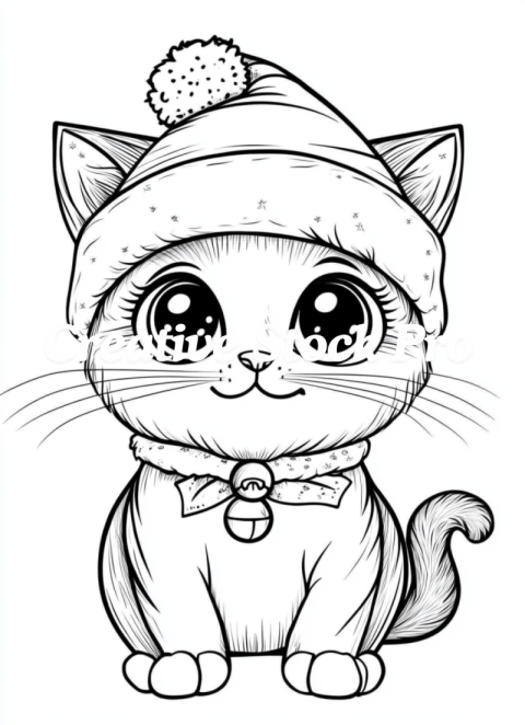 Merry Cat-Mas Coloring Page