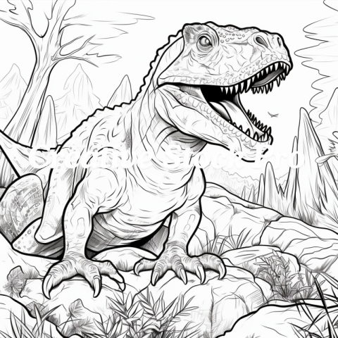 Free Dino Adventure Coloring Pages for Kids and Adults