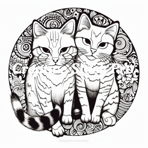 Free Cat Mandala Coloring Pages for Kids and Adults