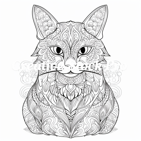 Free Simple Cat Mandala Coloring Pages for Beginners