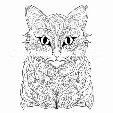 Free Advanced Cat Mandala Coloring Pages for Adults