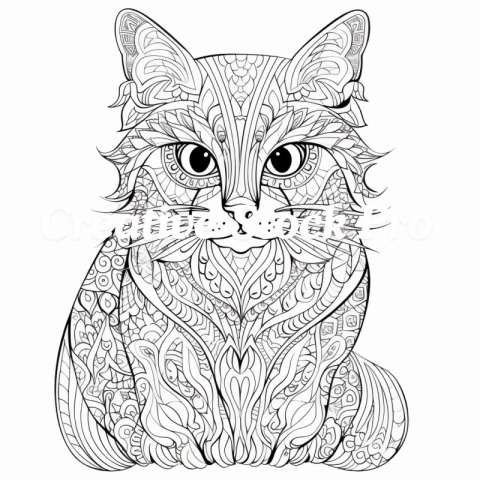 Free Cat Mandala Coloring Pages for Stress Relief