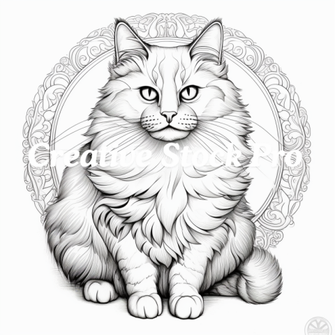 Free Cute and Simple Cat Mandala Coloring Sheets