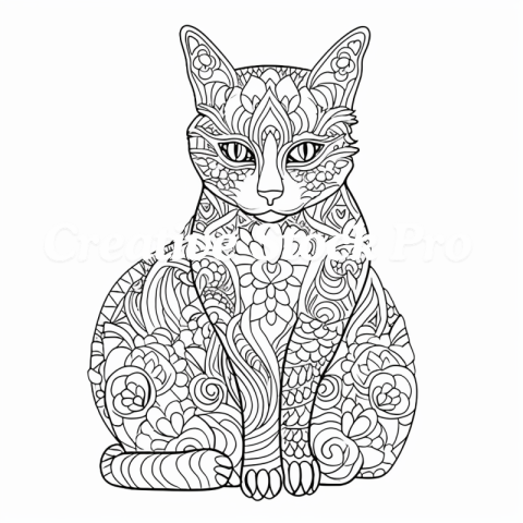 Free Fun and Detailed Cat Mandala Designs