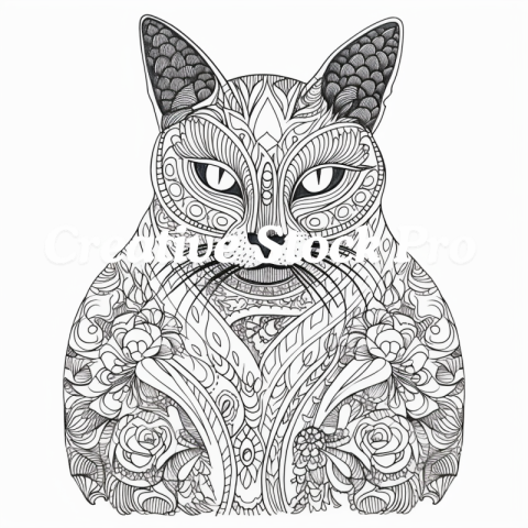 Free Cute Cat Mandala Coloring Pages for Little Ones