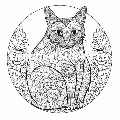 Free Cat Mandala Art for Mindful Coloring