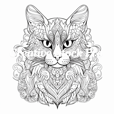 Free Easy and Hard Cat Mandala Coloring Sheets