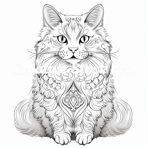 Cat Mandala Coloring Page amazon kindle for kids and aults (44)