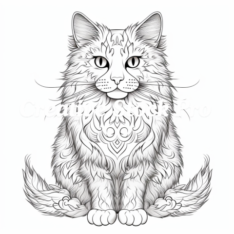 Free Simple Cat Mandala Coloring Pages for Toddlers