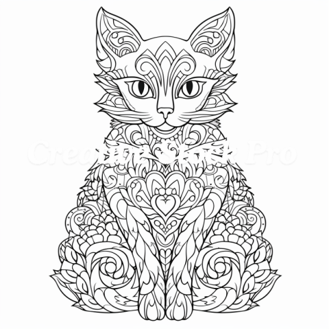 Free Cat Mandala Coloring Pages for Teens and Adults