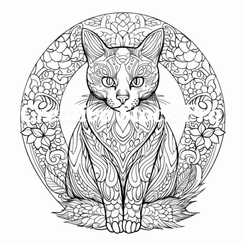 Free Cat Mandala Coloring for Focus and Fun