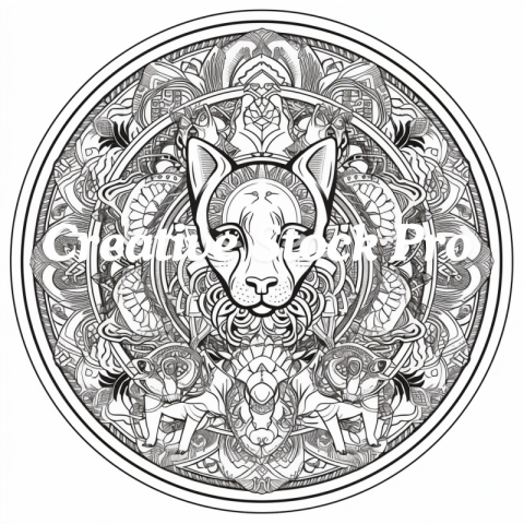 Free Relaxing Cat Mandala Coloring Pages