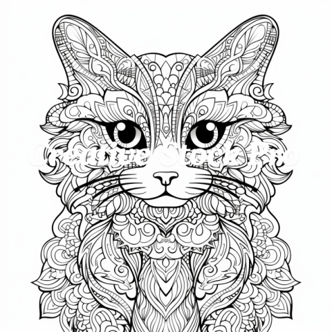 Free Realistic Cat Coloring Pages