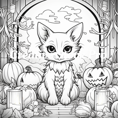 Free Charming Cat Coloring Pages