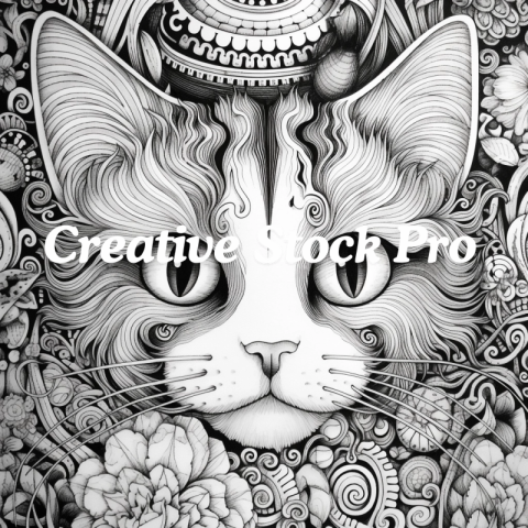 Free Cat and Moon Coloring Page for Kids