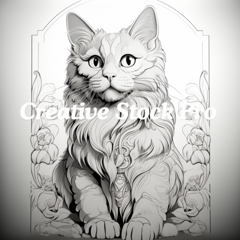 Free Cubist Cat Coloring Page for Adults