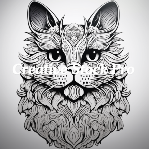 Free Exotic Cat Coloring Page for Adults