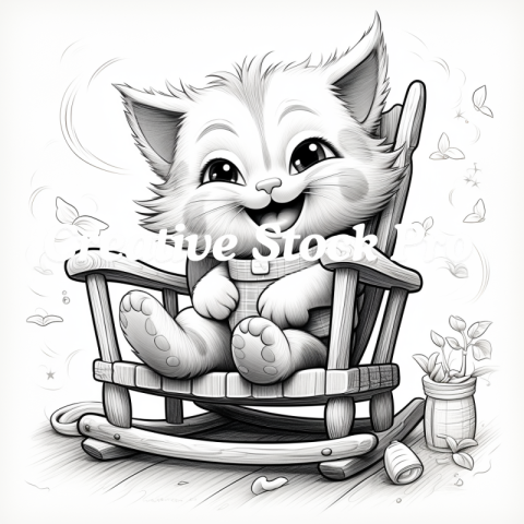 Free Antique Cat Coloring Page for Adults