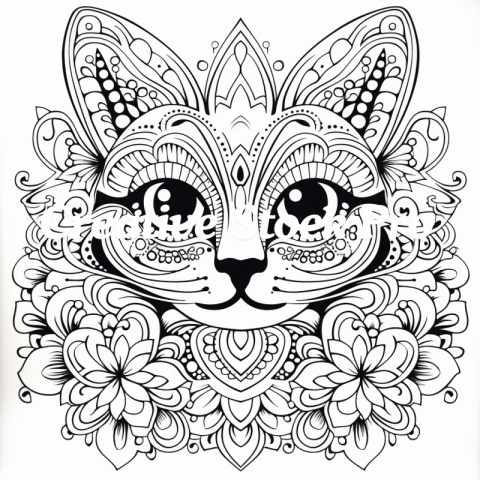 Free Contemporary Cat Coloring Page for Adults