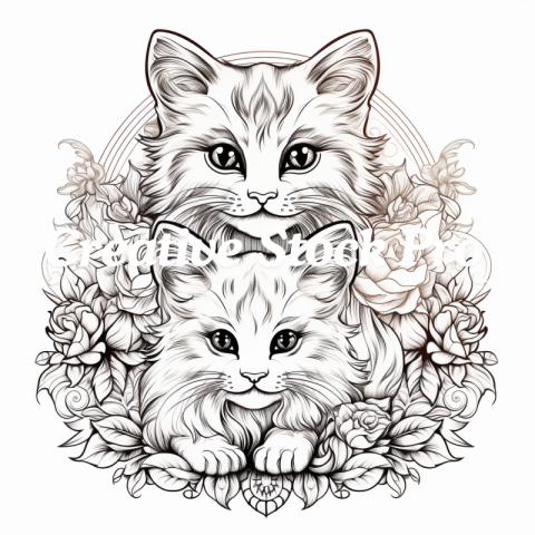 Free Pastel Cat Coloring Page for Adults