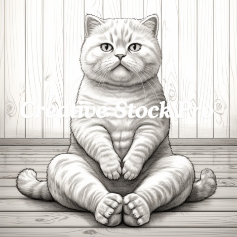 Free Detailed Cat Coloring Page for Adults