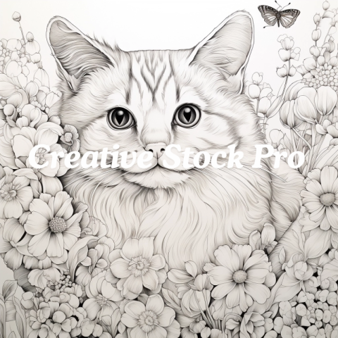 Free Cat and Parrot Coloring Page for Kids