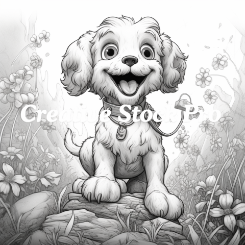 Friendly Puppy Coloring Page for Kids and Adults