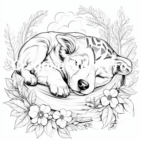 Cuddly Canines Coloring Page for All Ages