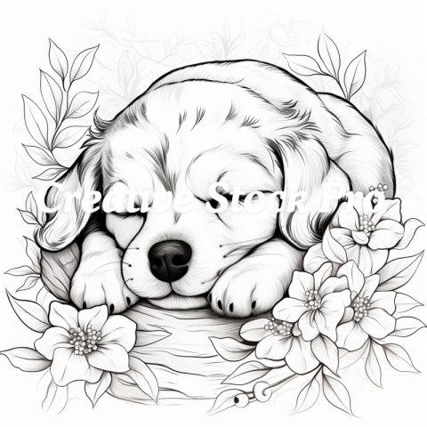 Sweet Spaniel Coloring Page for Kids and Adults