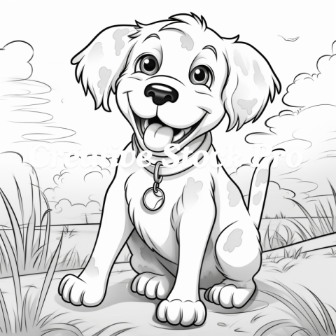 Joyful Dogs Coloring Page for Kindle Users