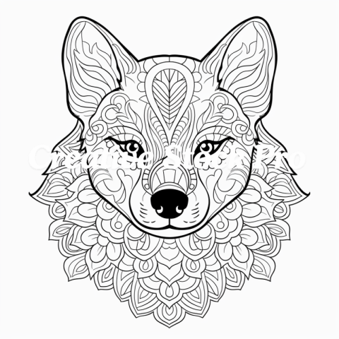 Happy Dog Mandala Coloring Page