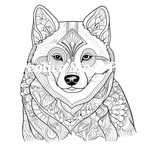 Dog Mandala Art Coloring Page