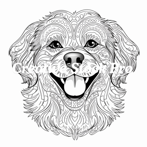 Calm Dog Mandala Coloring Page for Kids & Adults