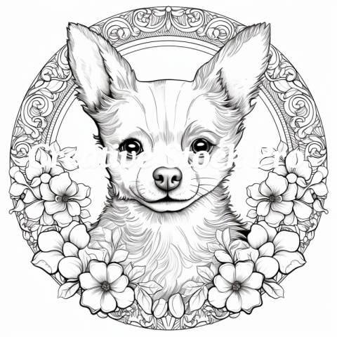 Puppy Mandala Coloring Page for Relaxation