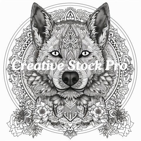 Zen Dog Mandala Coloring Page