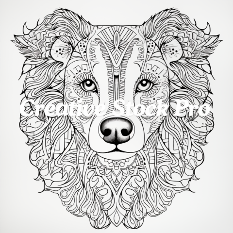 Artistic Dogs Mandala Coloring Page for All Ages