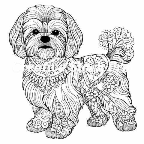 Cute Pooch Mandala Coloring Page for All Ages