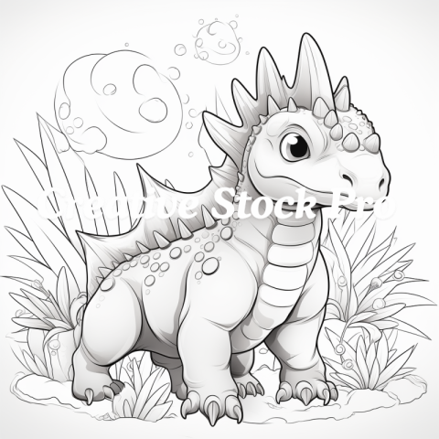 Dinosaur Coloring Page with Fun Facts for Kindle