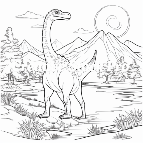 Dino Explorer Coloring Page for Kids & Adults