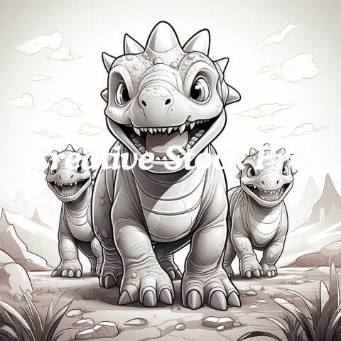 Free Dino Creatures Coloring Page for Kindle Users